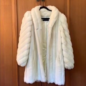 Vintage white faux rabbit fur coat